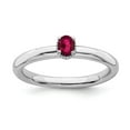thumbnail image 1 of Sterling Silver Stackable Expressions Created Ruby Single Stone Ring, 1 of 1