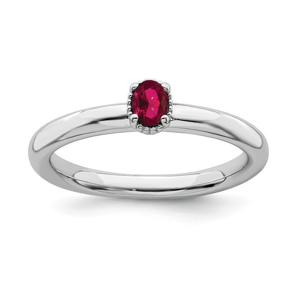 Sterling Silver Stackable Expressions Created Ruby Single Stone Ring