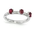 thumbnail image 1 of Sterling Silver Stackable Expressions Created Ruby Three Stone Ring - Size 7, 1 of 3
