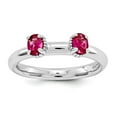 thumbnail image 1 of Sterling Silver Stackable Expressions Created Ruby Two Stone Ring - Size 5, 1 of 3