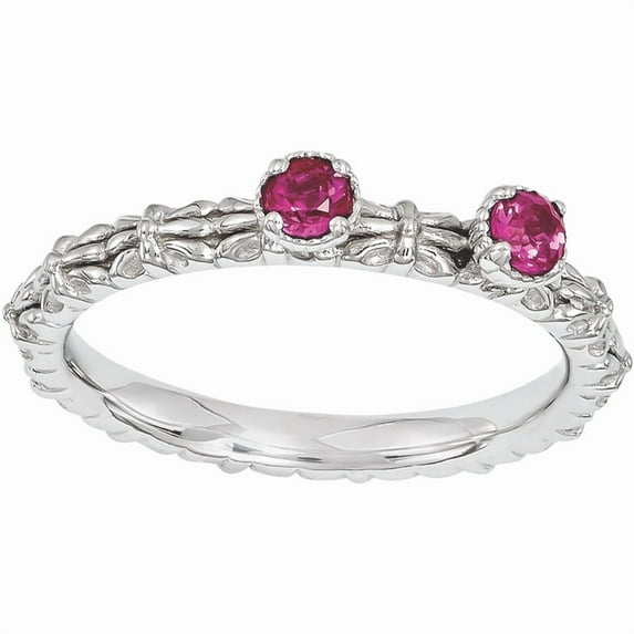 Sterling Silver Stackable Expressions Created Ruby Two Stone Ring