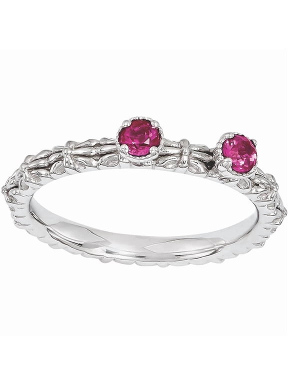 Sterling Silver Stackable Expressions Created Ruby Two Stone Ring