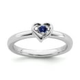 thumbnail image 1 of Sterling Silver Stackable Expressions Created Sapphire Heart Ring - Size 10, 1 of 3