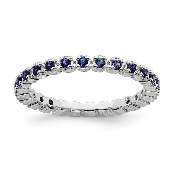 Sterling Silver Stackable Expressions Created Sapphire Ring - Size 8