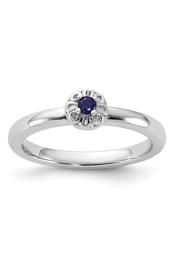 Sterling Silver Stackable Expressions Created Sapphire Ring