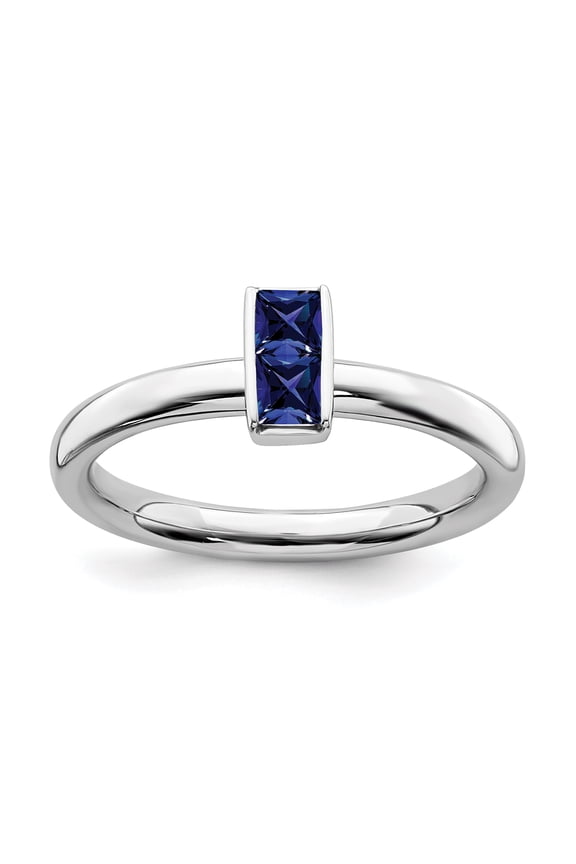 Sterling Silver Stackable Expressions Created Sapphire Ring