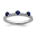 thumbnail image 1 of Sterling Silver Stackable Expressions Created Sapphire Three Stone Ring - Size 9, 1 of 3