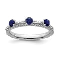 thumbnail image 1 of Sterling Silver Stackable Expressions Created Sapphire Three Stone Ring, 1 of 1