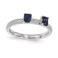 thumbnail image 1 of Sterling Silver Stackable Expressions Created Sapphire Two Stone Ring, 1 of 4