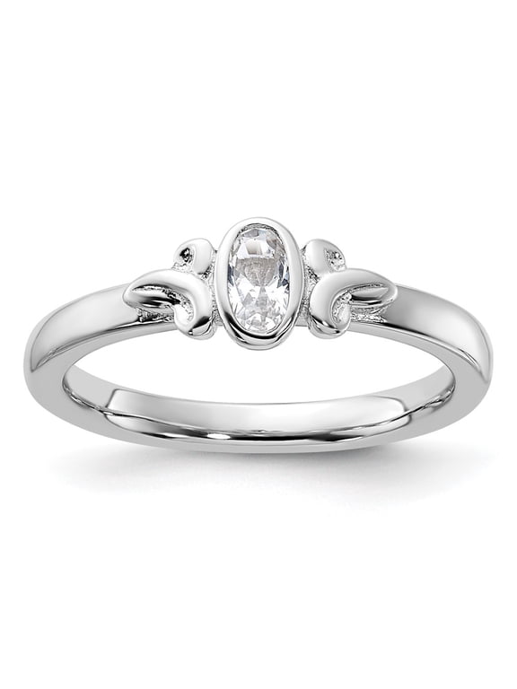 Sterling Silver Stackable Expressions Created White Sapphire Ring Size -10