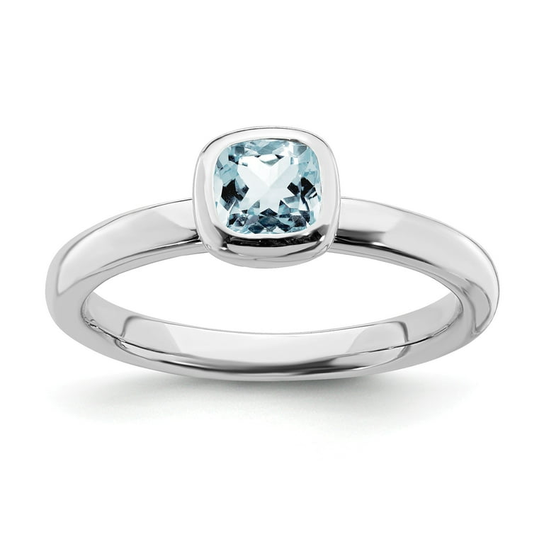 Sterling Silver Stackable Expressions Aquamarine Cushion Ring Sterling Silver Stackable Expressions Aquamarine Cushion Ring