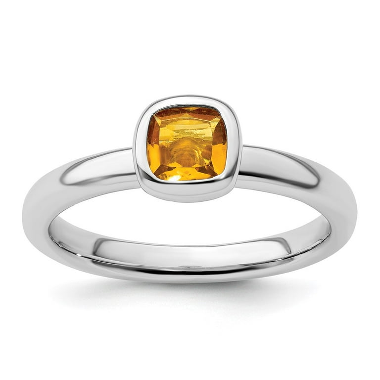 Sterling Silver Stackable Expressions Cushion Cut Citrine Ring Sterling Silver Stackable Expressions Cushion Cut Citrine Ring