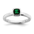 thumbnail image 1 of Sterling Silver Stackable Expressions Cushion Cut Cr. Emerald Ring - Size 7, 1 of 3