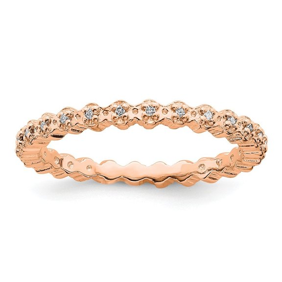 Sterling Silver Stackable Diamond Pink-plated Ring - .09 dwt - Size 9