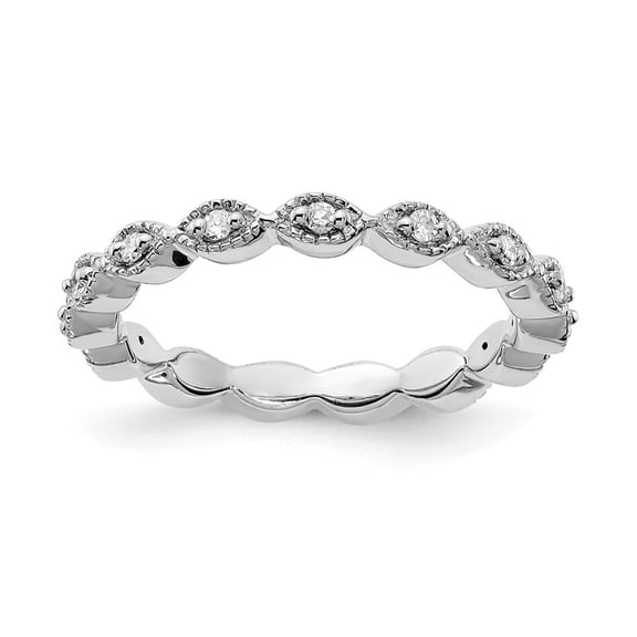 Sterling Silver Stackable Diamond Ring - .22 dwt - Size 8
