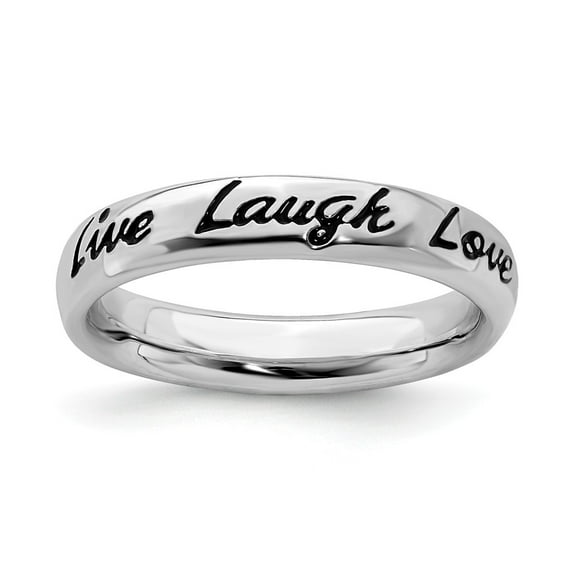 Sterling Silver Stackable Expressions Enamel Live Laugh Love Ring