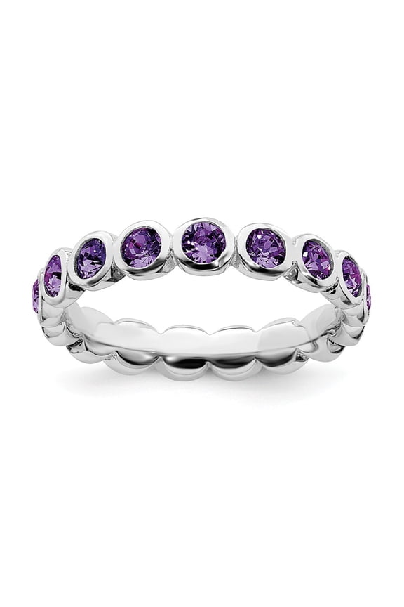 Sterling Silver Stackable Expressions February Swarovski Ring