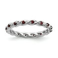 thumbnail image 1 of Sterling Silver Stackable Expressions Garnet Braided & Twisted Ring Size 9, 1 of 5