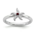 thumbnail image 1 of Sterling Silver Stackable Expressions Garnet Starfish Ring - Size 8, 1 of 3