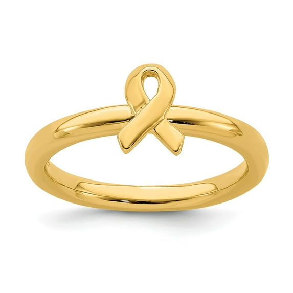 Sterling Silver Stackable Expressions Gold-plated Awareness Ribbon Ring