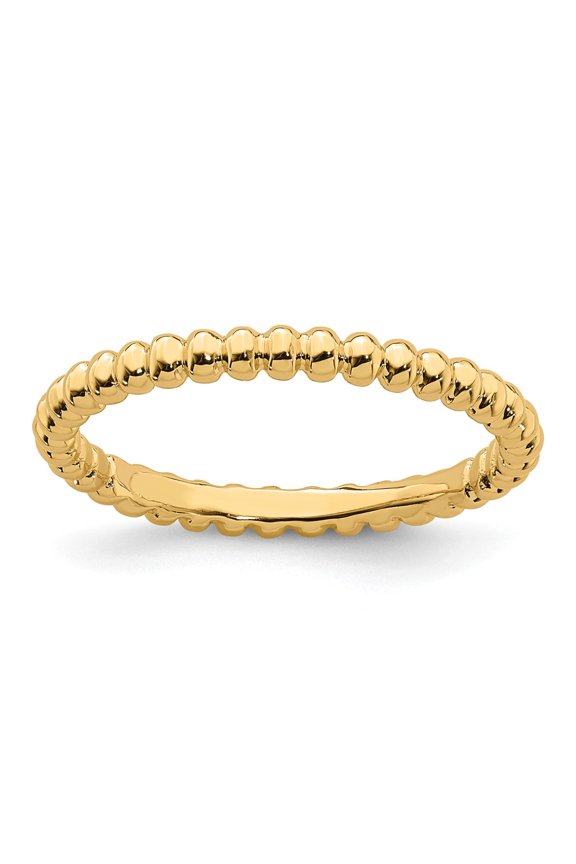 Sterling Silver Stackable Expressions Gold-plated Beaded Ring
