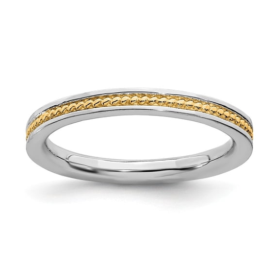 Sterling Silver Stackable Expressions Gold-plated Channeled Ring