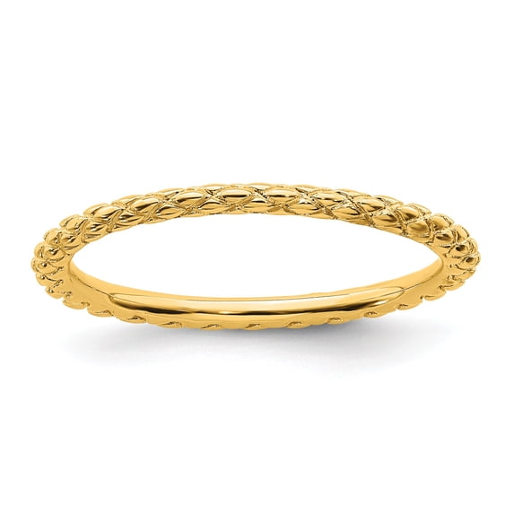 Sterling Silver Stackable Expressions Gold-plated Criss-cross Ring - Size 10