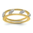 thumbnail image 1 of Sterling Silver Stackable Expressions Gold-plated Diamond Jacket Ring - Size 5, 1 of 3