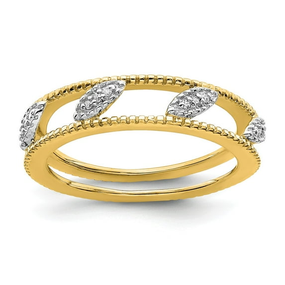 Sterling Silver Stackable Expressions Gold-plated Diamond Jacket Ring