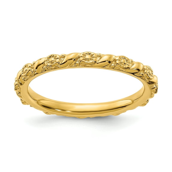 Sterling Silver Stackable Expressions Gold-plated Flower Ring