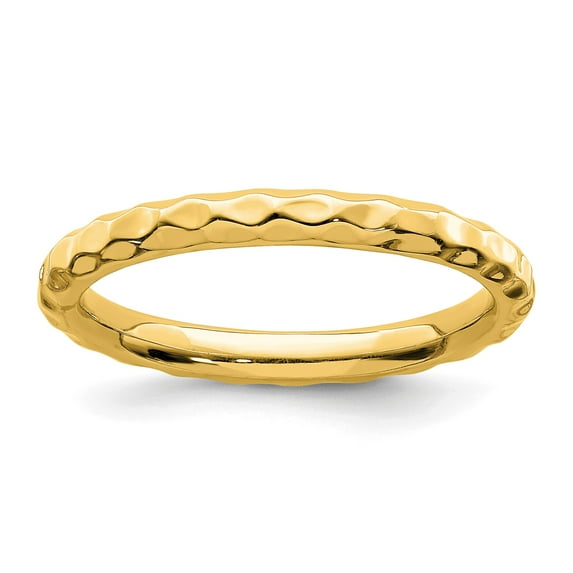 Sterling Silver Stackable Expressions Gold-plated Hammered Ring - Size 10