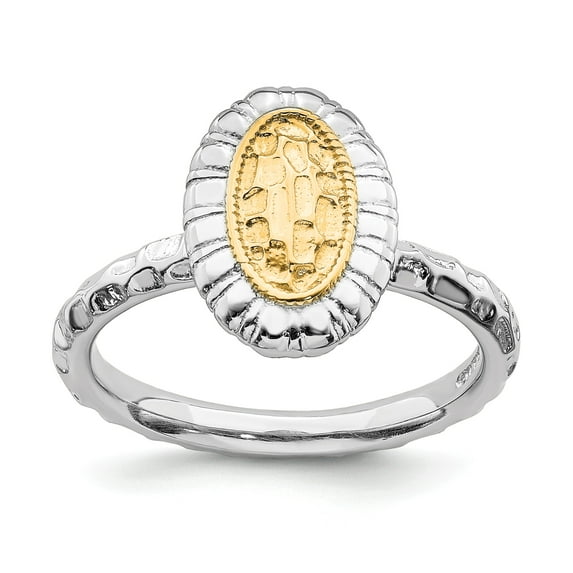 Sterling Silver Stackable Expressions Gold-plated Oval Ring - Size 9