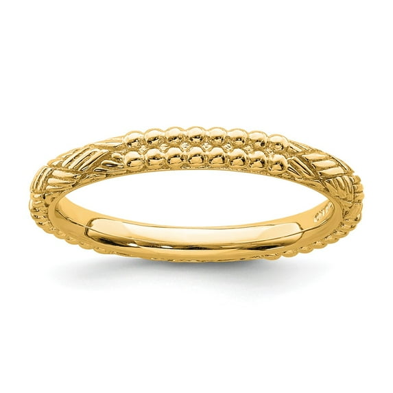 Sterling Silver Stackable Expressions Gold-plated Patterned Ring
