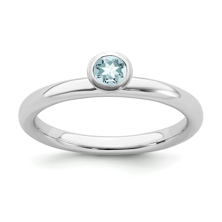 Sterling Silver Stackable Expressions Aquamarine Round Ring Sterling Silver Stackable Expressions Aquamarine Round Ring