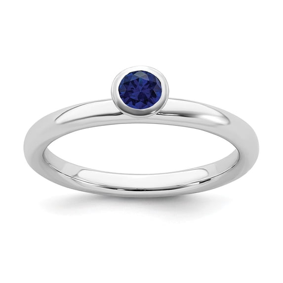 Sterling Silver Stackable Expressions High 4mm Round Cr. Sapphire Ring