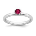 thumbnail image 1 of Sterling Silver Stackable Expressions High 4mm Round Created Ruby Ring - .32 cwt - Size 6, 1 of 4
