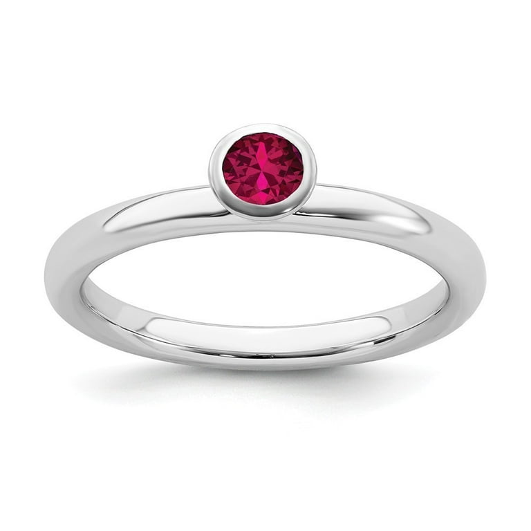 Sterling Silver Stackable Expressions Created Ruby Round Ring Sterling Silver Stackable Expressions Created Ruby Round Ring