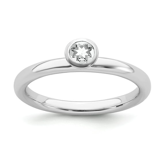 Sterling Silver Stackable Expressions High 4mm Round White Topaz Ring - Size 9