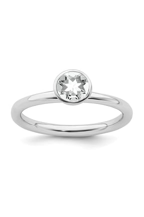 Sterling Silver Stackable Expressions High 5mm April Swarovski Ring