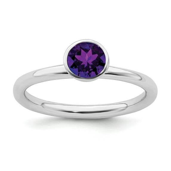 Sterling Silver Stackable Expressions High 5mm February Swarovski Ring - Size 9