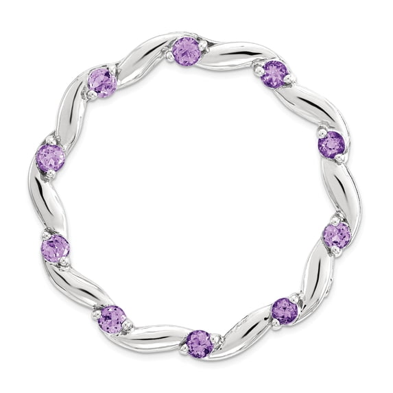 Sterling Silver Stackable Expressions Large Polished Amethyst Chain Slide