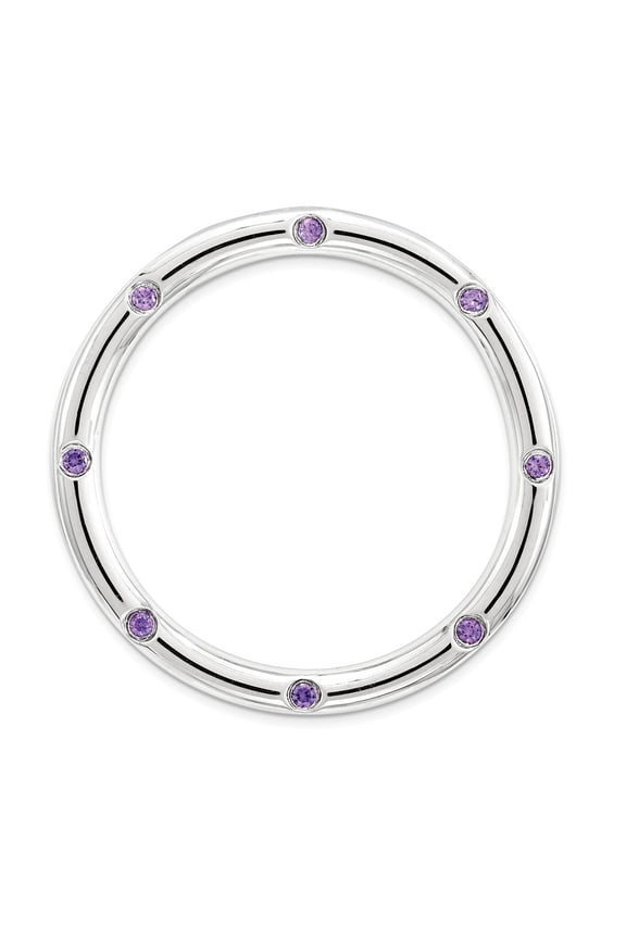Sterling Silver Stackable Expressions Large Polished Amethyst Chain Slide