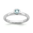 thumbnail image 1 of Sterling Silver Stackable Expressions Low 4mm Round Aquamarine Ring - Size 10, 1 of 3