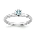 thumbnail image 1 of Sterling Silver Stackable Expressions Low 4mm Round Aquamarine Ring, 1 of 1