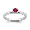 thumbnail image 1 of Sterling Silver Stackable Expressions Low 4mm Round Cr. Ruby Ring - Size 9, 1 of 3