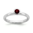 thumbnail image 1 of Sterling Silver Stackable Expressions Low 4mm Round Garnet Ring - Size 9, 1 of 3