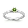 thumbnail image 1 of Sterling Silver Stackable Expressions Low 4mm Round Peridot Ring - Size 8, 1 of 3