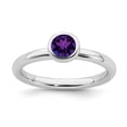 thumbnail image 1 of Sterling Silver Stackable Expressions Low 5mm Round Amethyst Ring - Size 7, 1 of 3
