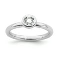 thumbnail image 1 of Sterling Silver Stackable Expressions Low 5mm Round White Topaz Ring - Size 8, 1 of 3