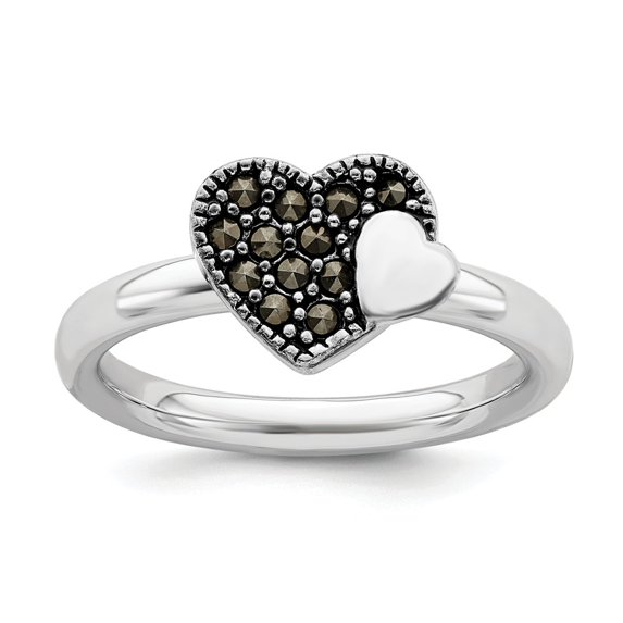 Sterling Silver Stackable Expressions Marcasite Heart Ring